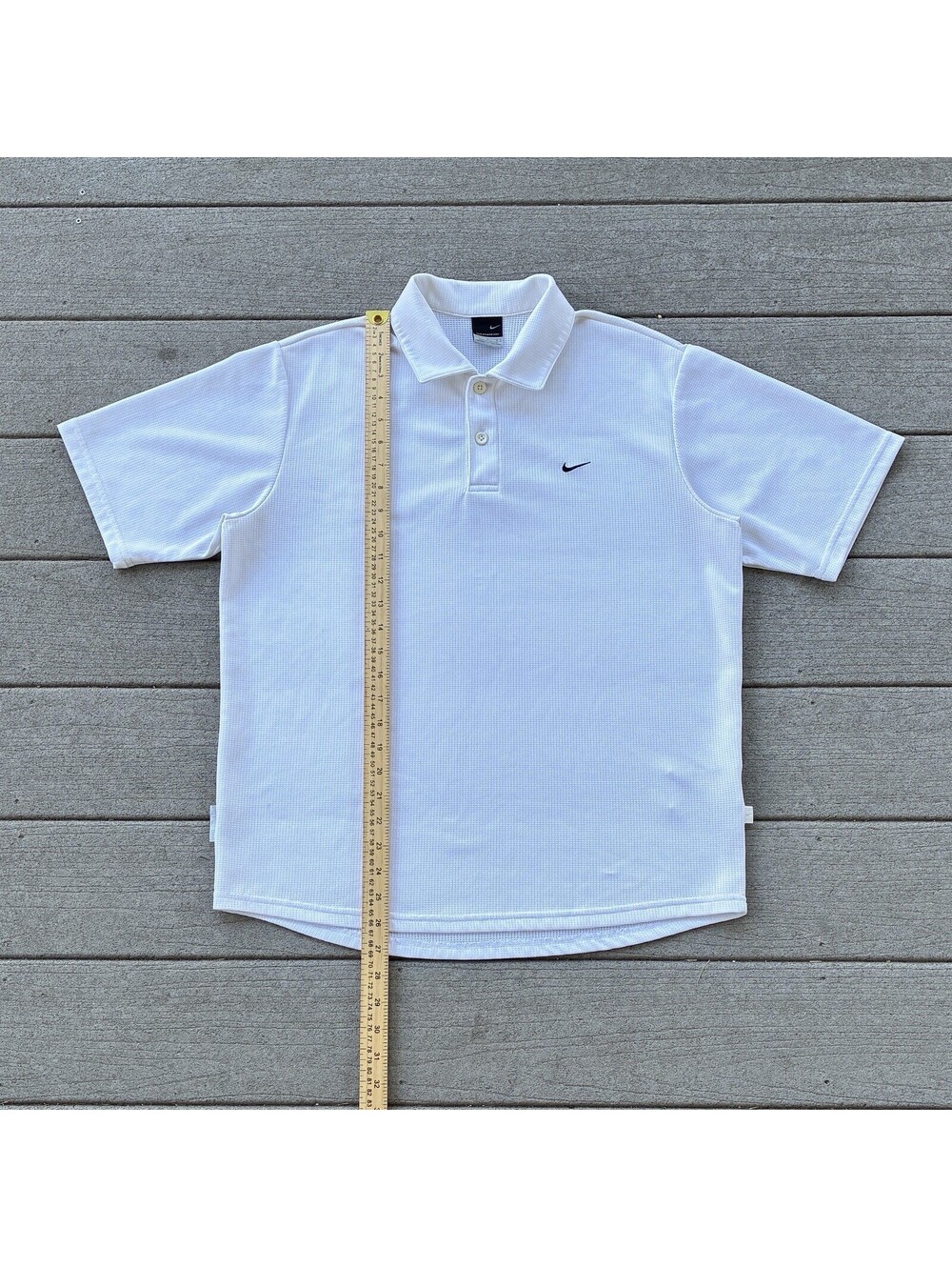 Vintage Nike Golf Sphere Dry White Waffle Knit Polo Shirt Men’s L Swoosh Sphere